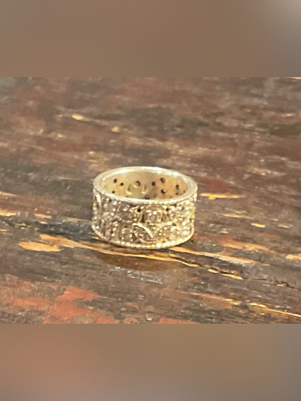 Sterling Silver Filigree Wide Band Eternity Ring size 5